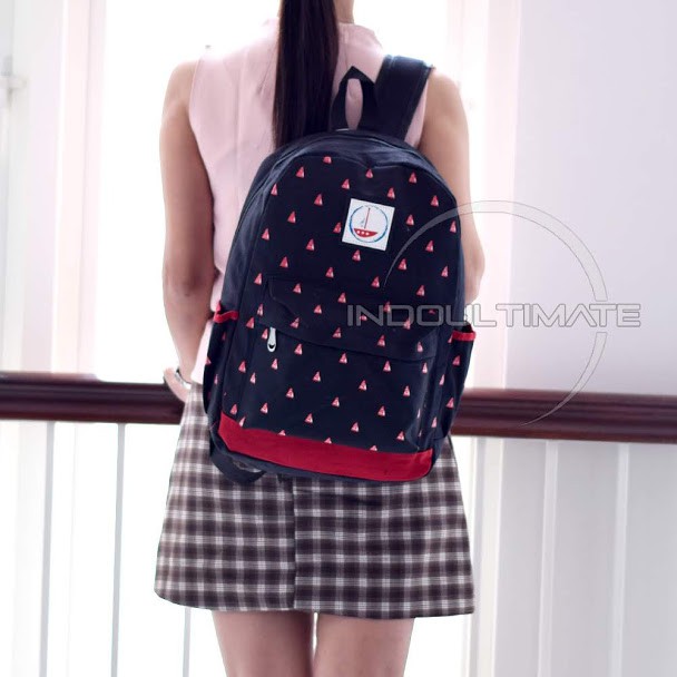 Tas Ransel import IM JS-002 Kanvas / Tas Ransel Import / Tas laptop murah / Tas Sekolah BLACK