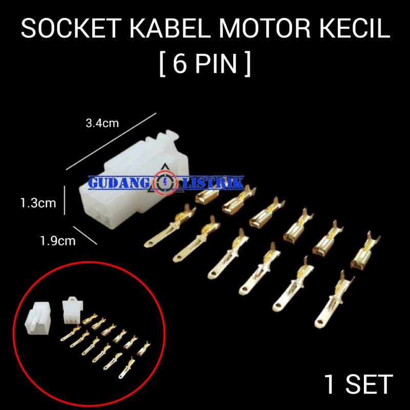 Socket Kabel Motor Socket Skun Scun Connector Cable 6 Pin Kecil