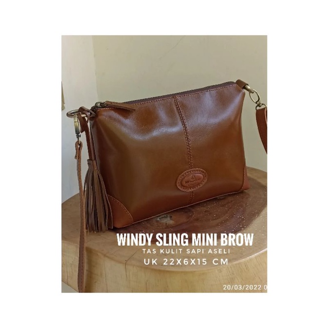 WINDY TAS SELEMPANG BROWN NR LEATHER