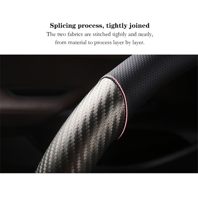 Sarung Setir Mobil/Cover Stir Mobil/Carbon Fiber Leather Steering Wheel Cover/Penutup Roda Kemudi Kulit/Penutup Roda Kemudi Fiber Karbon