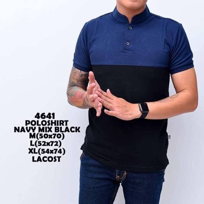 Polo Shirt Pria | Kaos Cowok Polo Hitam Polos Kerah Shanghai