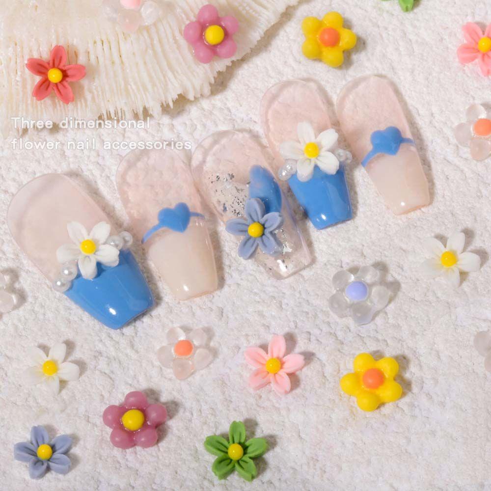 Mxbeauty 50 PCS Ornamen Bunga Mini 3D Bahan Resin Transparan Untuk Dekorasi Nail Art