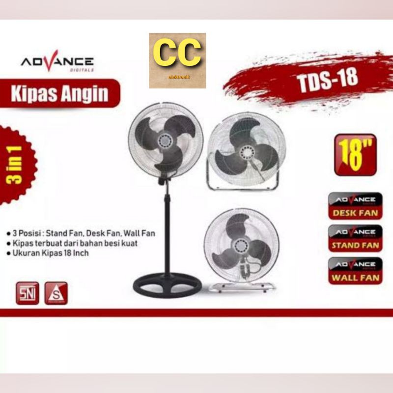 KIPAS ANGIN ADVANCE TDS-18 3in1 multifungsi TDS 18 tds18 / KIPAS ANGIN ADVANCE TDS18 18INC GARANSI RESMI