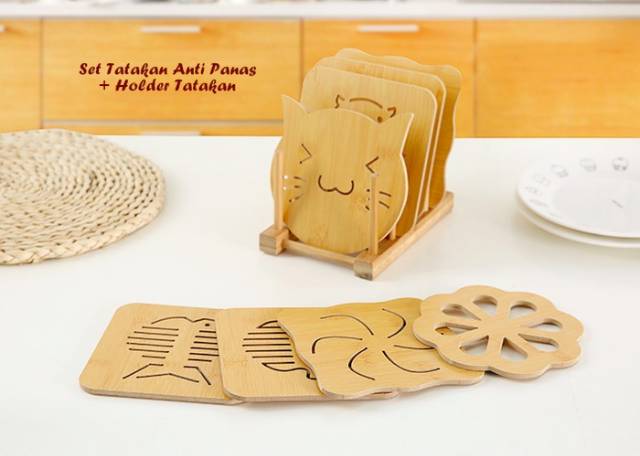 Set Tatakan Anti Panas + Holder tatakan ( isi 8 ps tatakan + 1 holder)