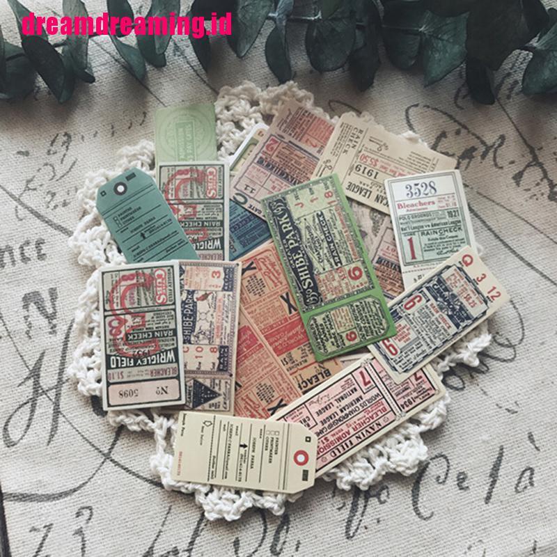 22pcs / Pak Stiker Tiket Gaya Vintage Untuk scrapbook / diary / Album / notebook DIY