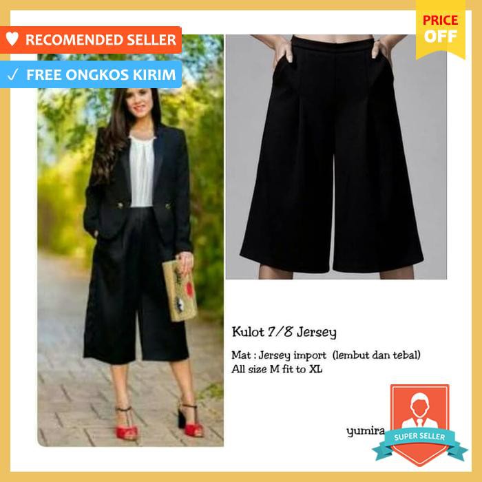 Celana Kulot Wanita 7/8 Hitam Maroon