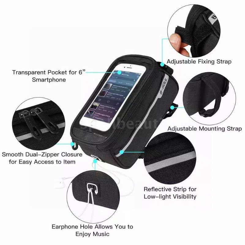 tas sepeda b-soul frame depan anti air hp smartphone tas hp frame waterproof