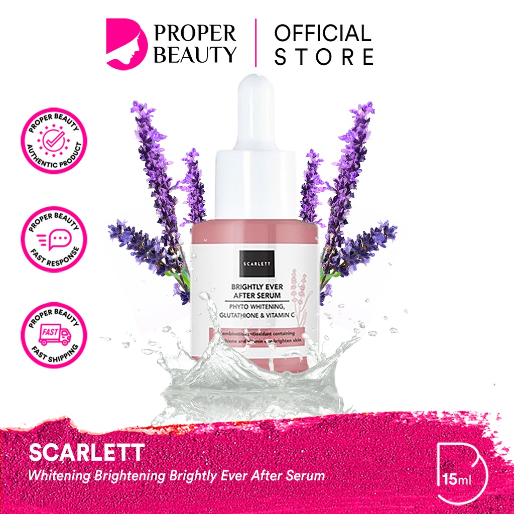 SCARLETT Whitening Brightly Ever After Serum Indonesia / Facial Wash Essence Toner Ampoule Day Night Cream Clay Mask Masker Gel Sunscreen Body Shower Scrub Lotion Shampoo Conditioner / Acne Mugwort Hydrating Paket Mini Full Set Pelembab Wajah Face Glowing