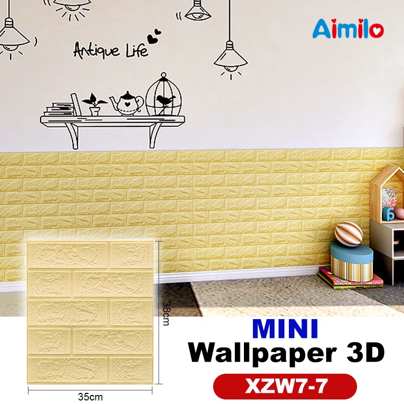 (Aimilo) Wallpaper Dinding 3D Foam Motif Batu Bata Walpaper 3D Foam Murah High Quality-Mini XZW7-7 35x38cm