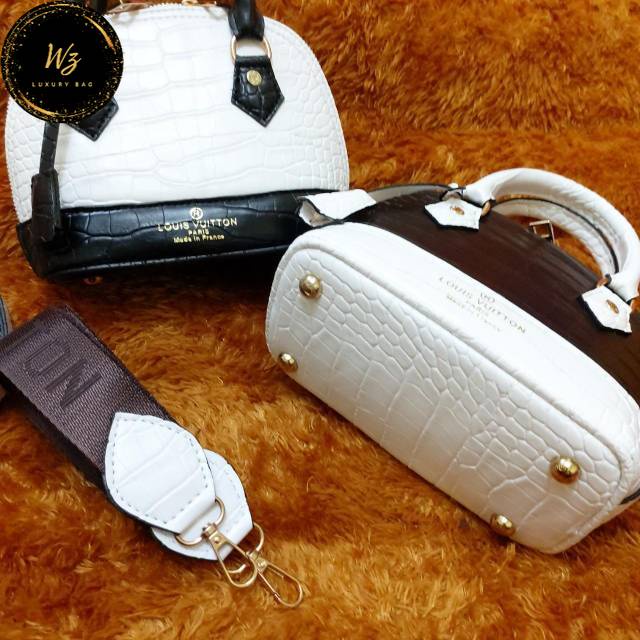 TAS IMPORT BATAM LV ALMA CROCO MINI HIMALAYA SUPER HAND BAG HIGH QUALITY BRANDED SUPER ALMA TONE