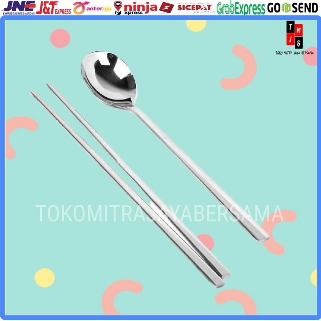 SENDOK GARPU SUMPIT KOREA ALAT MAKAN SUJEO KOREAN PREMIUM STAINLESS