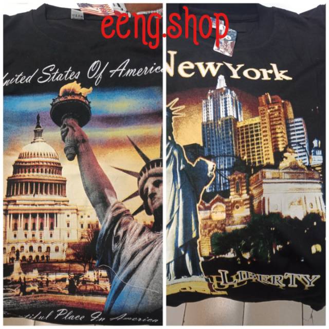 Souvenir tshirt NEGARA AMERIKA/USA hitam khusus