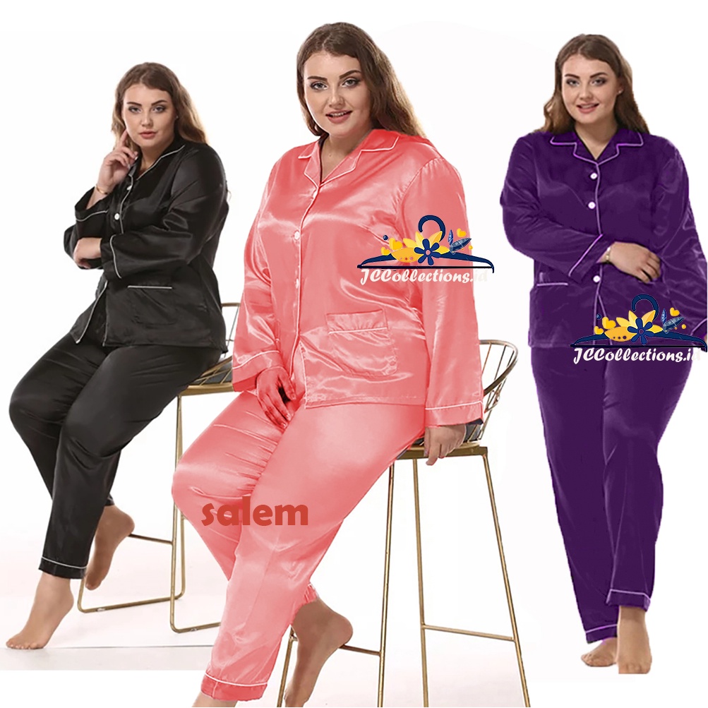 Piyama Wanita Jumbo Satin Pajamas Big Size PP - JCCollections