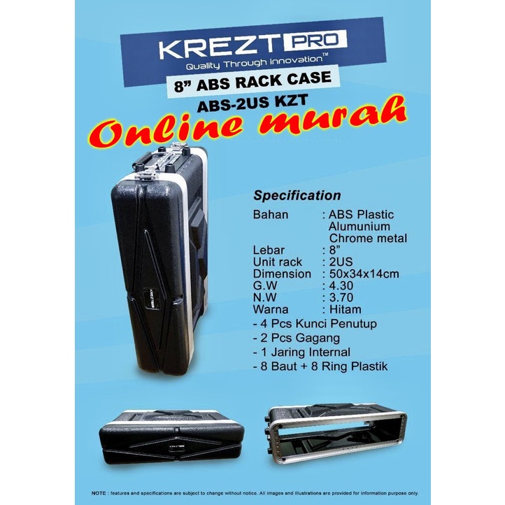 Hardcase sound system 2u 8" abs krezt abs 2us rak case bahan tebal