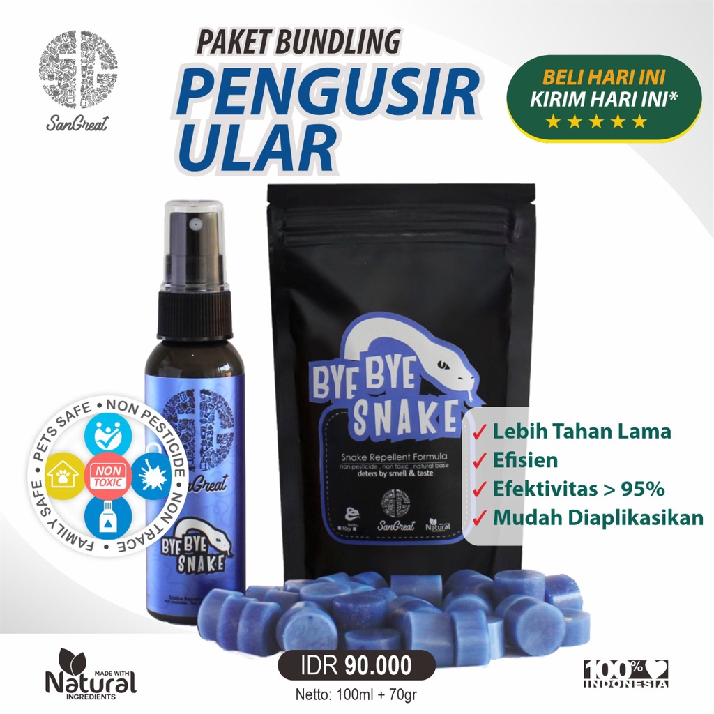 Anti ular penangkal ular alat pengusir Ular masuk rumah non pestisida aman SanGreat Bye Bye Ular gel 70 gr dan spray 100 ml