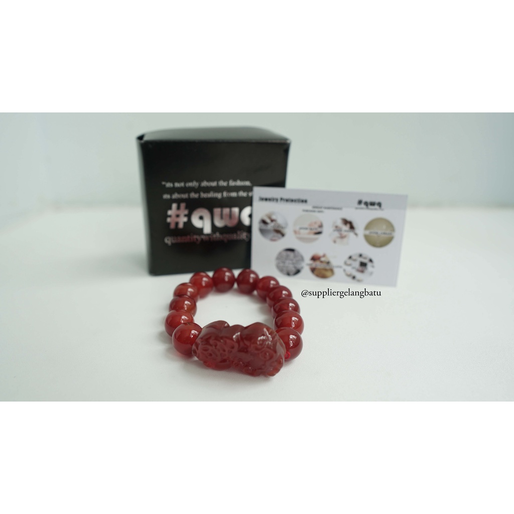 Gelang Batu Pixiu GARNET MERAH 14mm natural premium stone healing