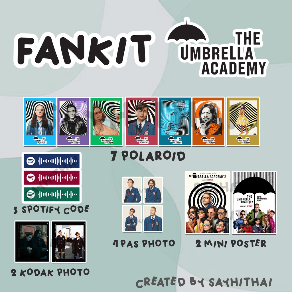 Fankit Umbrella Academy Series Western Hollywood TUA Polaroid Kodak Pas Photo Poster Spotify Code