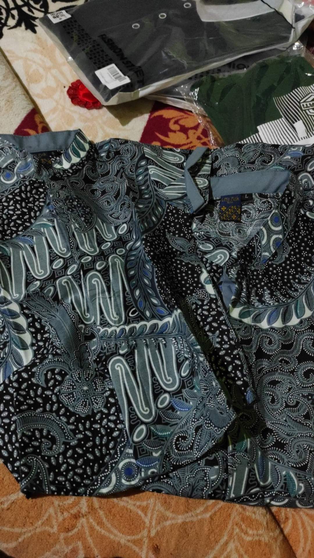 Kemeja Batik Couple Anak & Ayah Panjang / Pendek Warna Abu