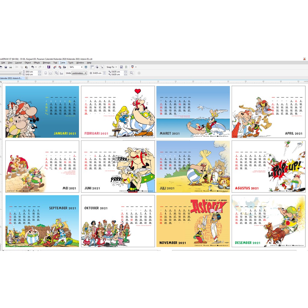 

Kalender ASTERIX OBELIX 2024 Calendar Meja Bisa custom desain bebas