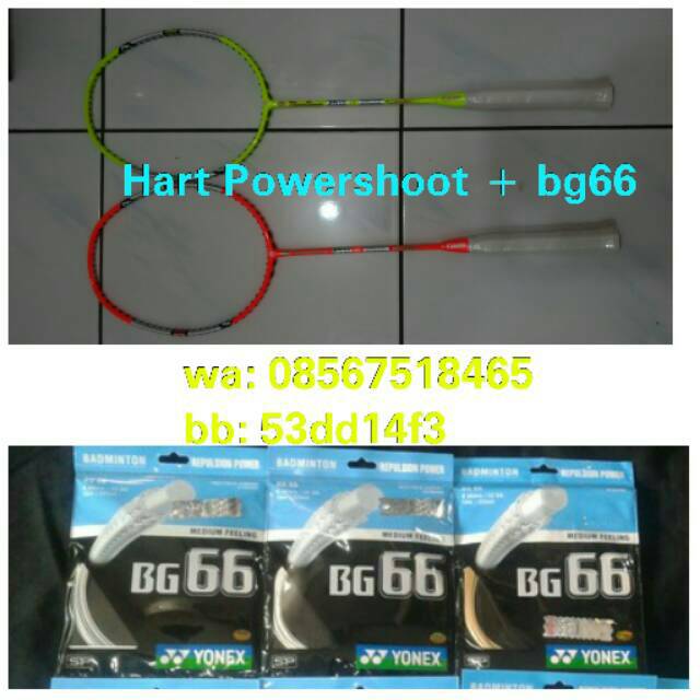 raket badminton Hart power shoot Pro Attack Orange & Stabilo + Senar Yonex bg66   100% original