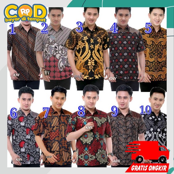 Kemwja Formal Fashion Pria Baju Kemeja Btik Cowok Dewasa Bju Bapak Bapak Barik Kerah Kmja Pria Remaj
