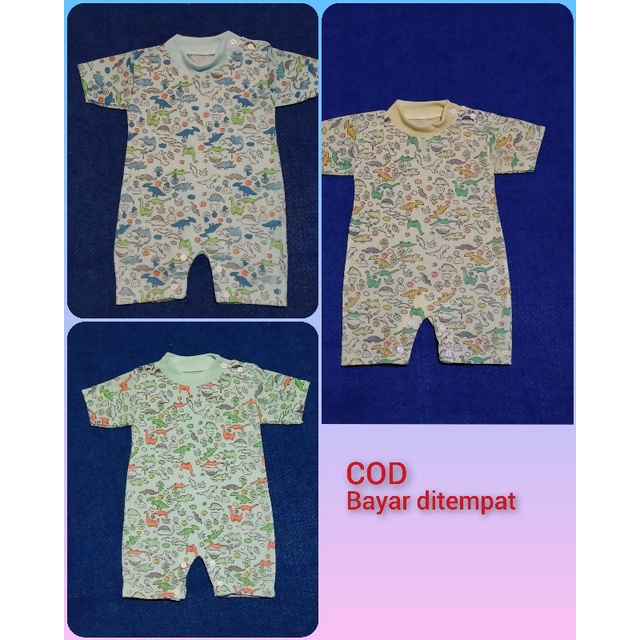 Romper Bayi Pendek Motif Sablon Dino