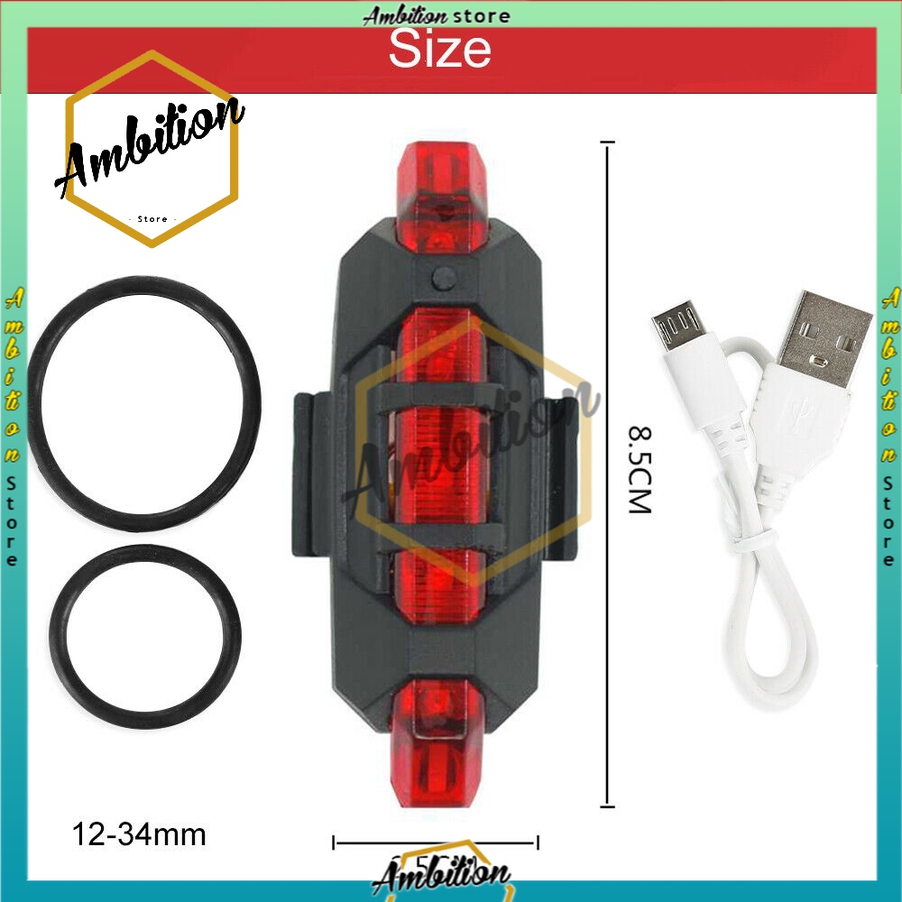 Lampu sepeda usb charger sepeda gunung mtb cycling belakang depan [Bisa Bayar Ditempat]