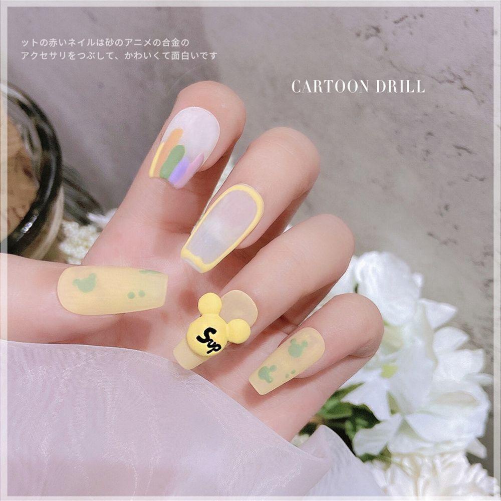 AUGUSTINA Agustina Mickey Mouse Nail Art Berlian Imitasi 2Pcs /Set Salon Kuku Resin Kartun Matte Nail Jewelry