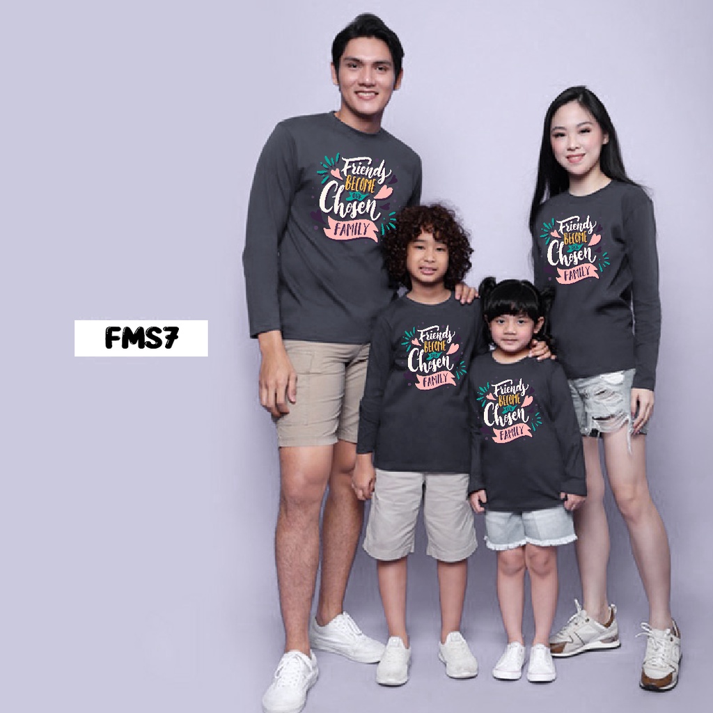 [KAOS] kaos keluarga couple family FMS7 friends become our chosen family set full color cotton combed lengan panjang murah stylish