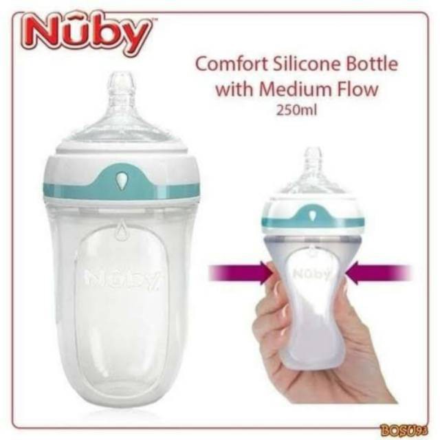 Botol Susu Bayi Silikon Nuby Comfort Silicone Medium Flow NB165 250ml