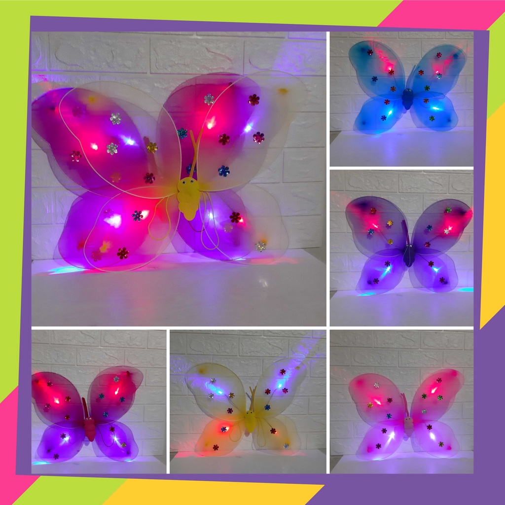 1184D1 / Set sayap kupu kupu LED / Bando Mahkota / Tongkat Peri