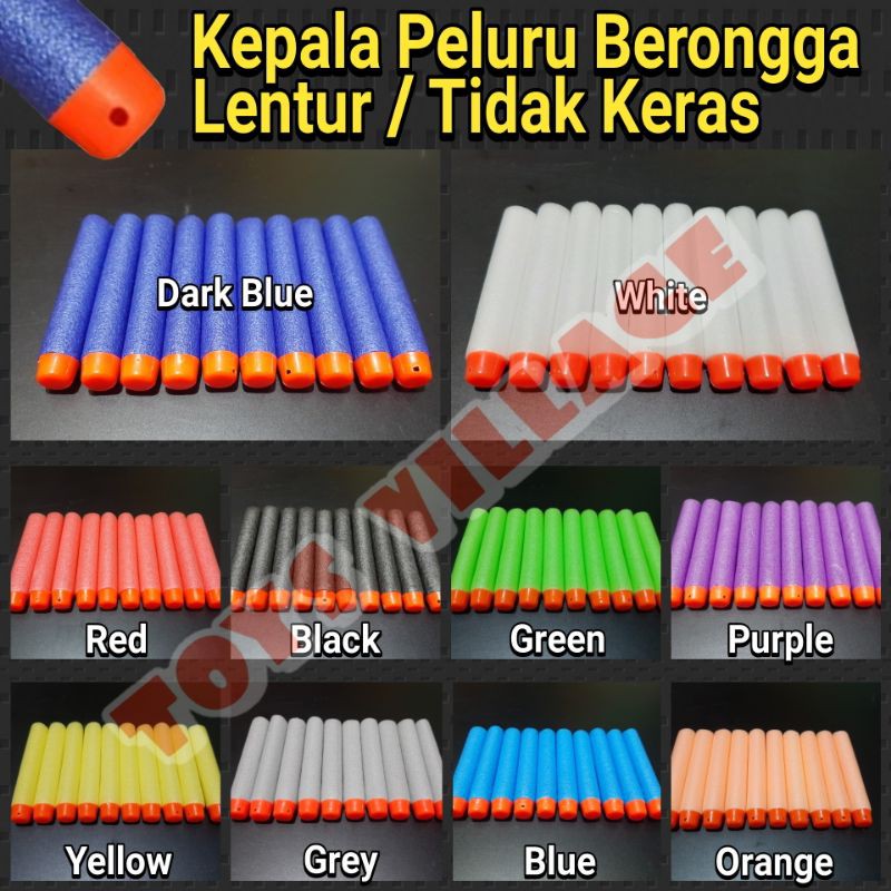 10Pcs Biji - Peluru Dart Bullet Foam Reffil for Zombie Modulus N-Strike dan Sejenisnya