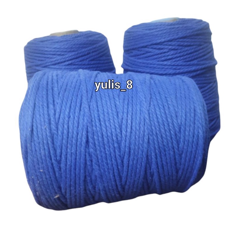 Benang katun premium warna Biru navi size 4mm / Tali macrame