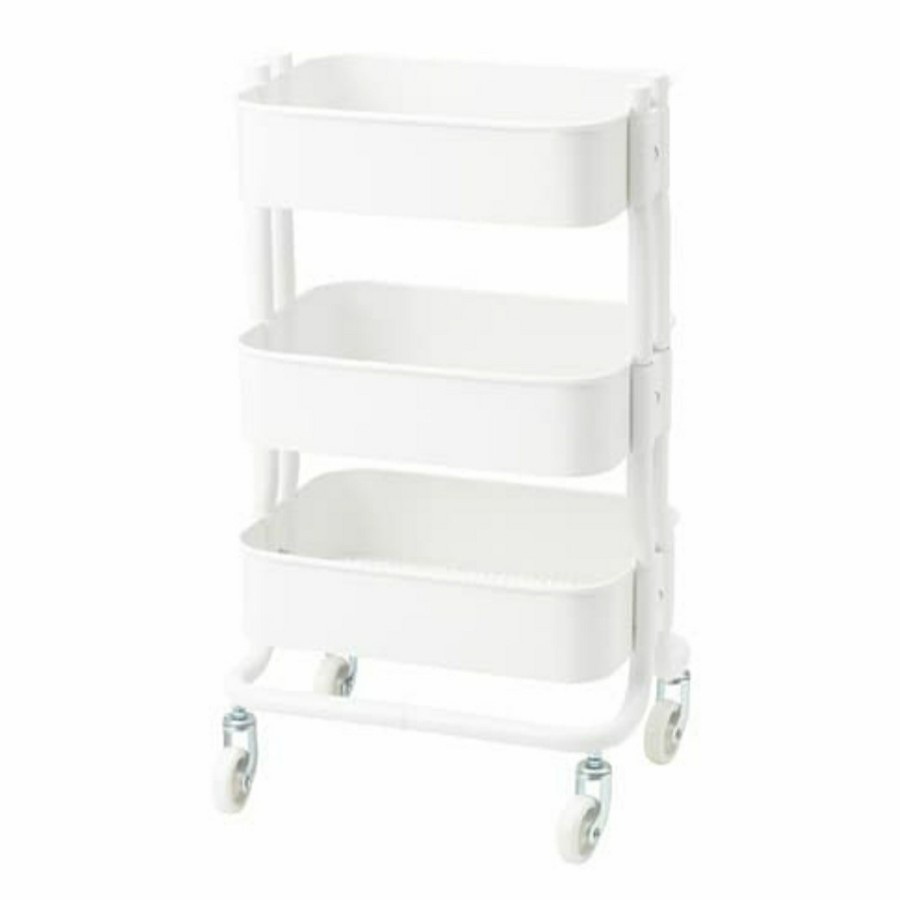 Ikea Kitchen Trolley Troli Dapur Troli Barang Putih Uk 38 x 28 x 65 Cm