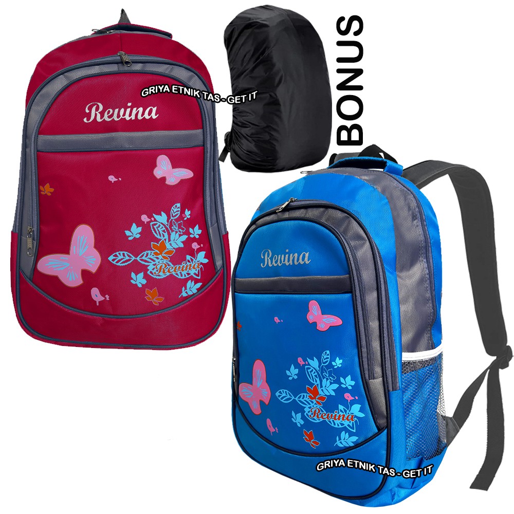 Tas Sekolah Anak Perempuan SD SMP Gratis Rain Cover Ransel Punggung Cewe Tas Gendong Bonus Jas Hujan Mellody Love Warna Pink Ungu Biru