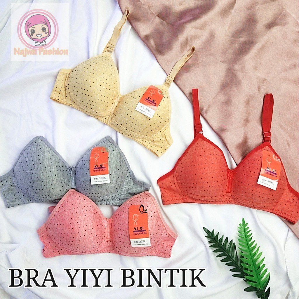 IL - Bra Fashion Remaja Bra Wanita Murah BH Busa Tipis Push Up Bra YIYI Real Pic Motif Bintik Cup Kecil