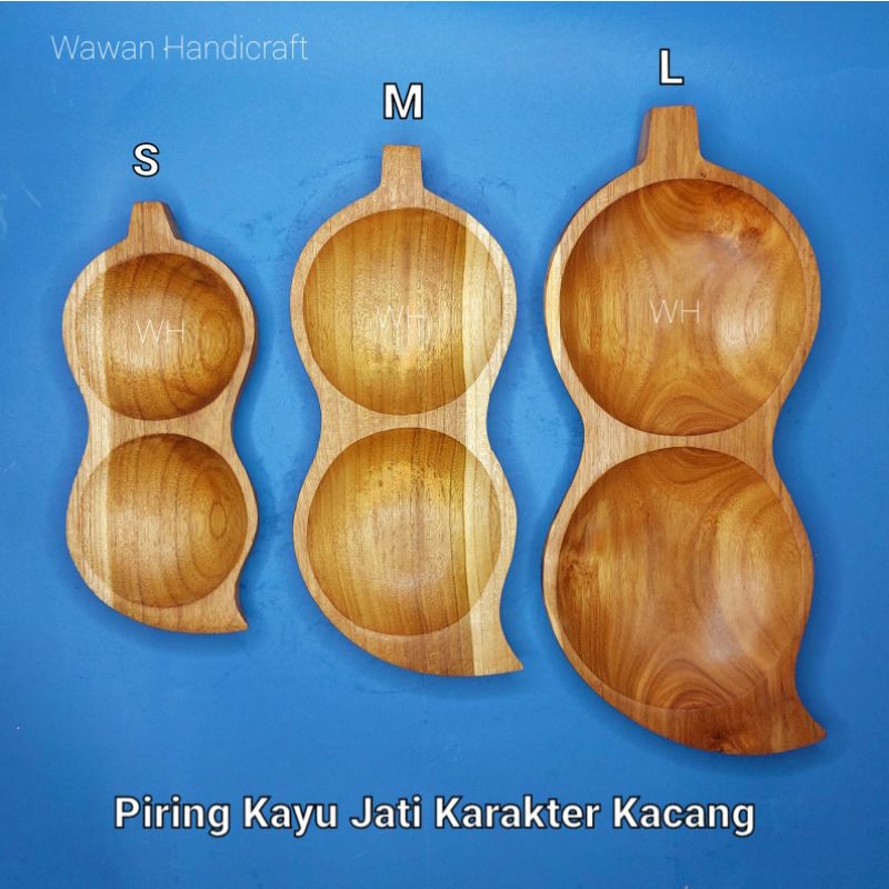 piring kayu/piring saji/piring sekat 2/piring karakter kacang/piring kayu jati