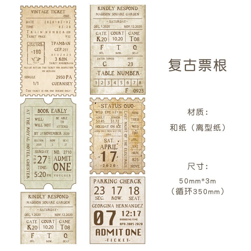 Journamm 5cm*3m Vintage Letters Washi Paper Tape for Deco Scrapbooking  School Supplies DIY Creative Stationery Decoration Tapes-A