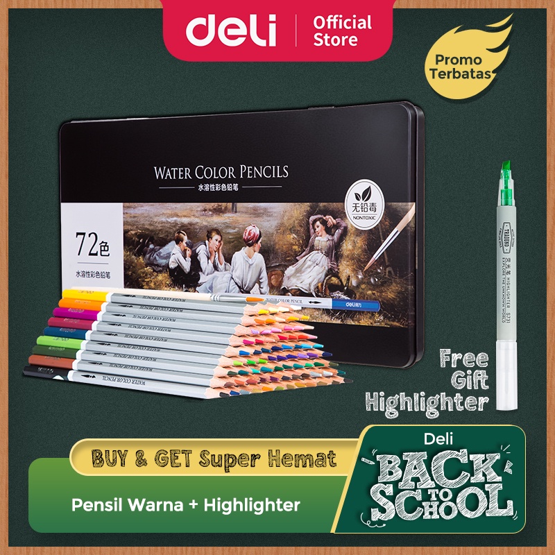 

Deli Pensil Warna 24/36/48/72 Warna PCS tidak beracun, dapat dicuci dan teknologi hybrid 6524