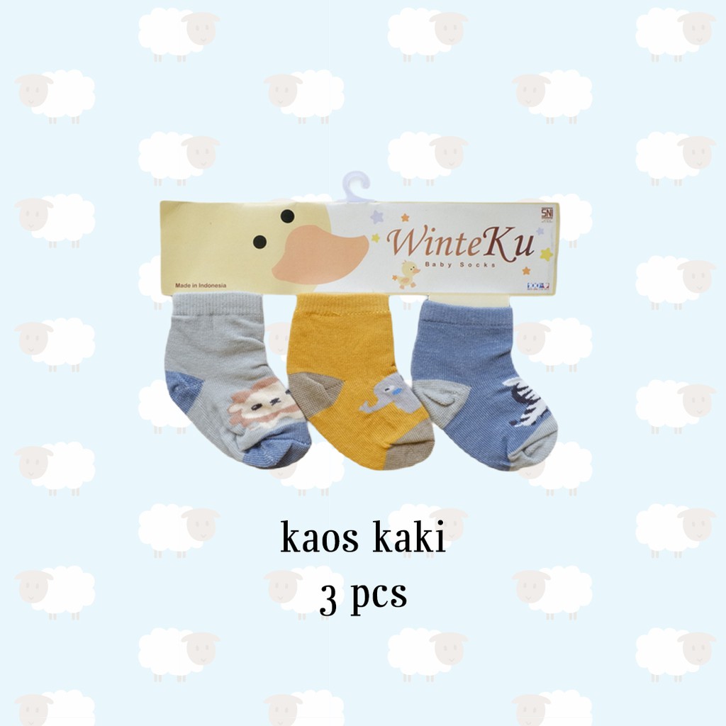 ISI 3 PASANG Winteku Baby Socks | Kaos Kaki Bayi Cewek Cowok