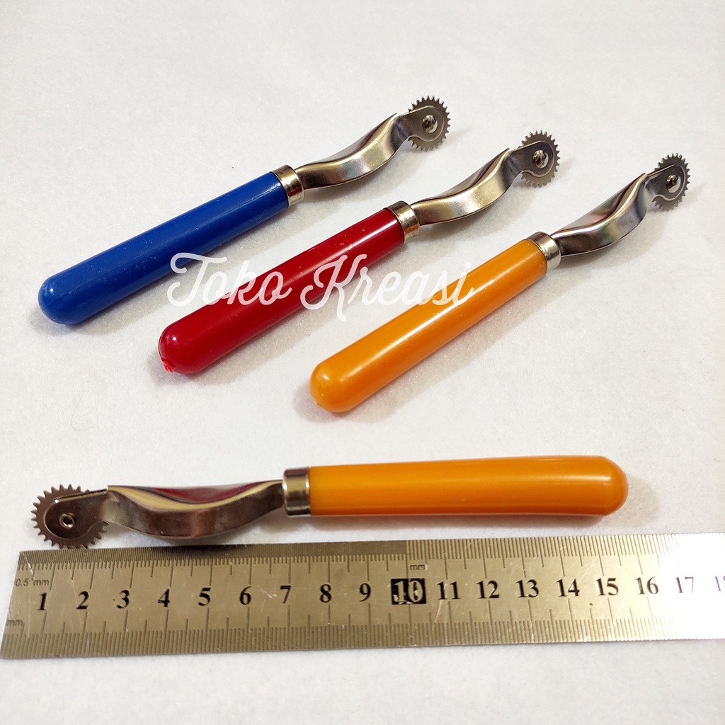 Rader Gundul Bulat Gagang Kayu / Round Tracing Wheel / Alat Penanda Bahan Pola Jahit