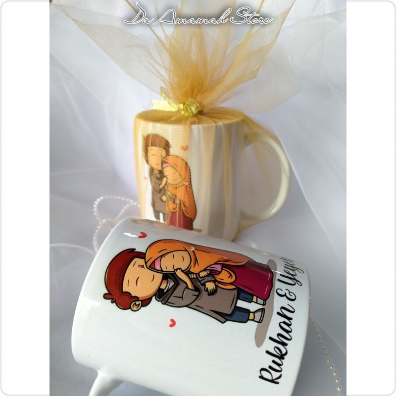 MUG COUPLE MURAH / SPECIAL KADO WEDDING PERNIKAHAN ENGAGEMENT / MUG GELAS TERMURAH TERLARIS