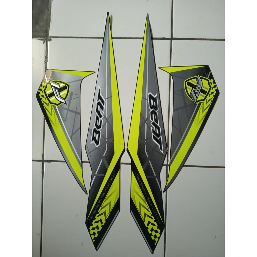 stiker striping honda beat fi 2017 hitam hijau