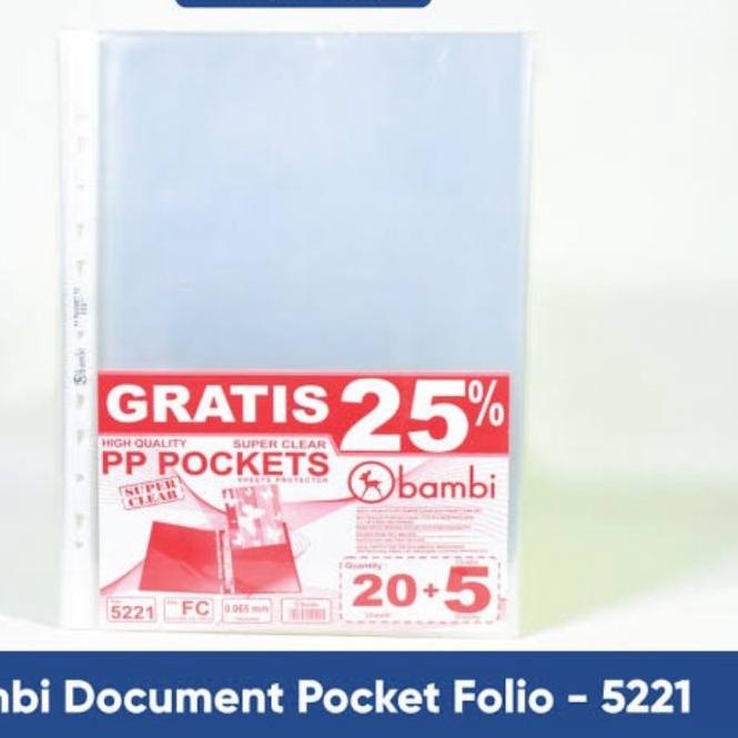 

Best product⭐ Plastik PP Pocket Bambi A4 dan Folio (20+5) ..