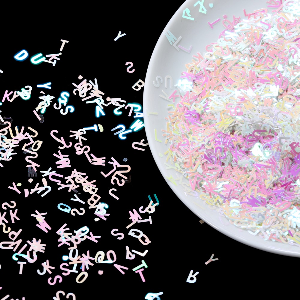 10g / Kantong Glitter Resin Motif Huruf Inggris Untuk Dekorasi Nail Art DIY