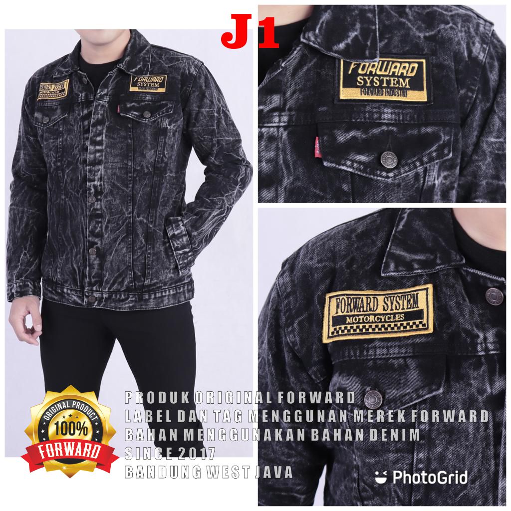 Denim jaket full patch FORWARD System (PATCH SUDAH TERPSANG ) Jaket Jeans Forward