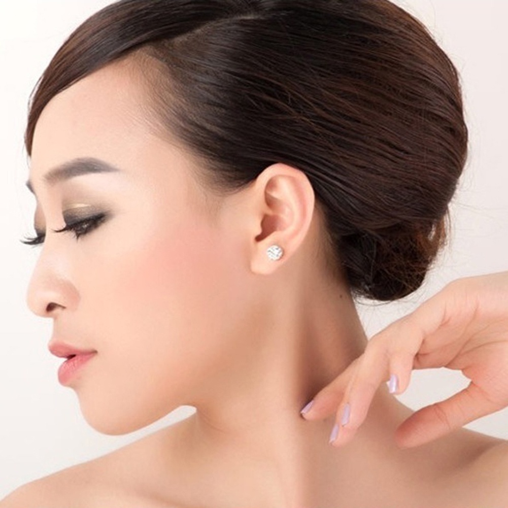 Hu Hu Hu Hu Hu Alat Bantu Pasang Kacamata♡ Anting Tusuk Bentuk Bulat Motif Mahkota Hias Kristal Cubic Zirconia Untuk Wanitahadiah