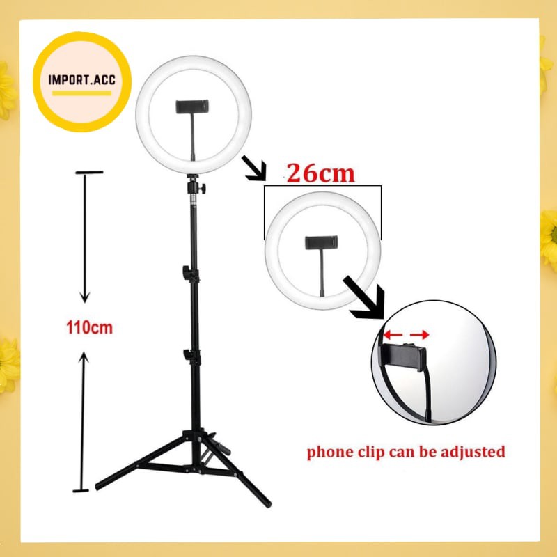 Paket Ringlight Tripod Tiktok 26 CM + Light Stand Tripod 2M  Beuty Vlogger [import]