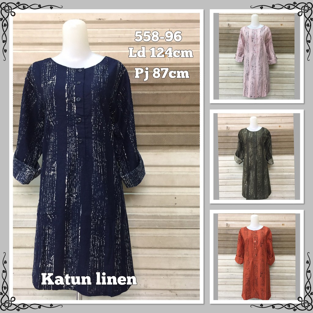 TUNIC XXL WANITA MOTIF ABSTRAK GARIS BAMBU 558-96 4 WARNA