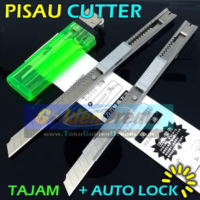 

Jual Pisau Cutter Alat Potong Cutting Knife Auto Lock Stainless Besi Kecil Ori